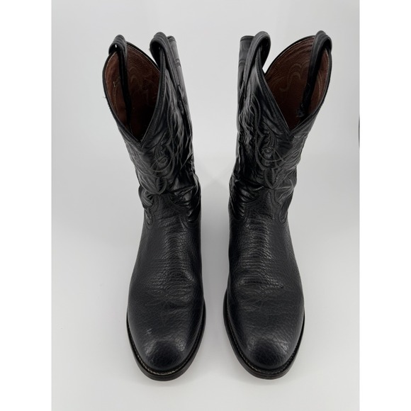 Tony Lama CT456 Black Leather Western Rodeo Cowboy Boots USA Men's 10 EE Vintage - Picture 7 of 11